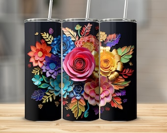 Floral 20 oz Skinny Tumbler Sublimation Design (Digital Download)
