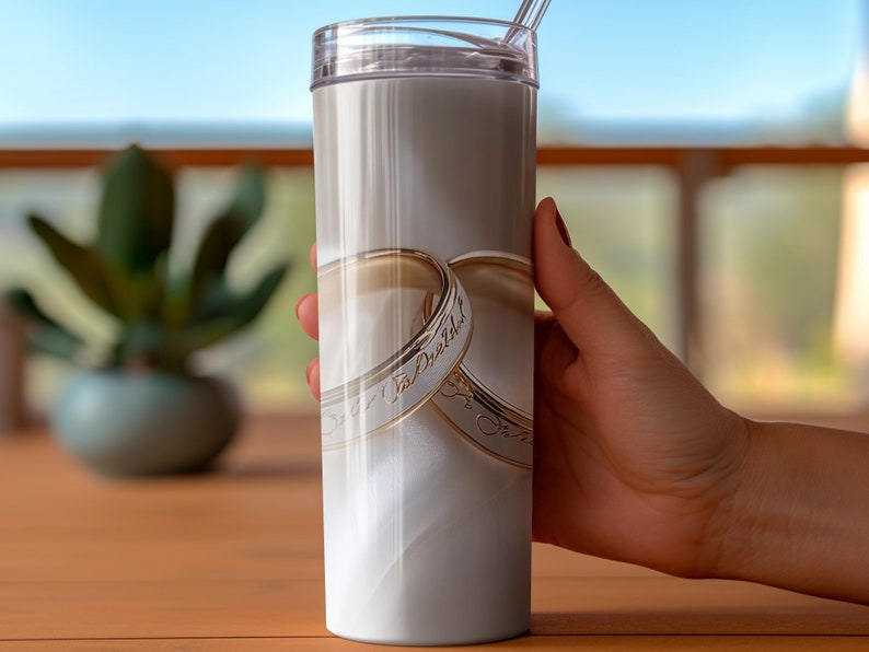 Elegant Wedding Rings 20oz Tumbler Design Download PNG, Gold Rings on