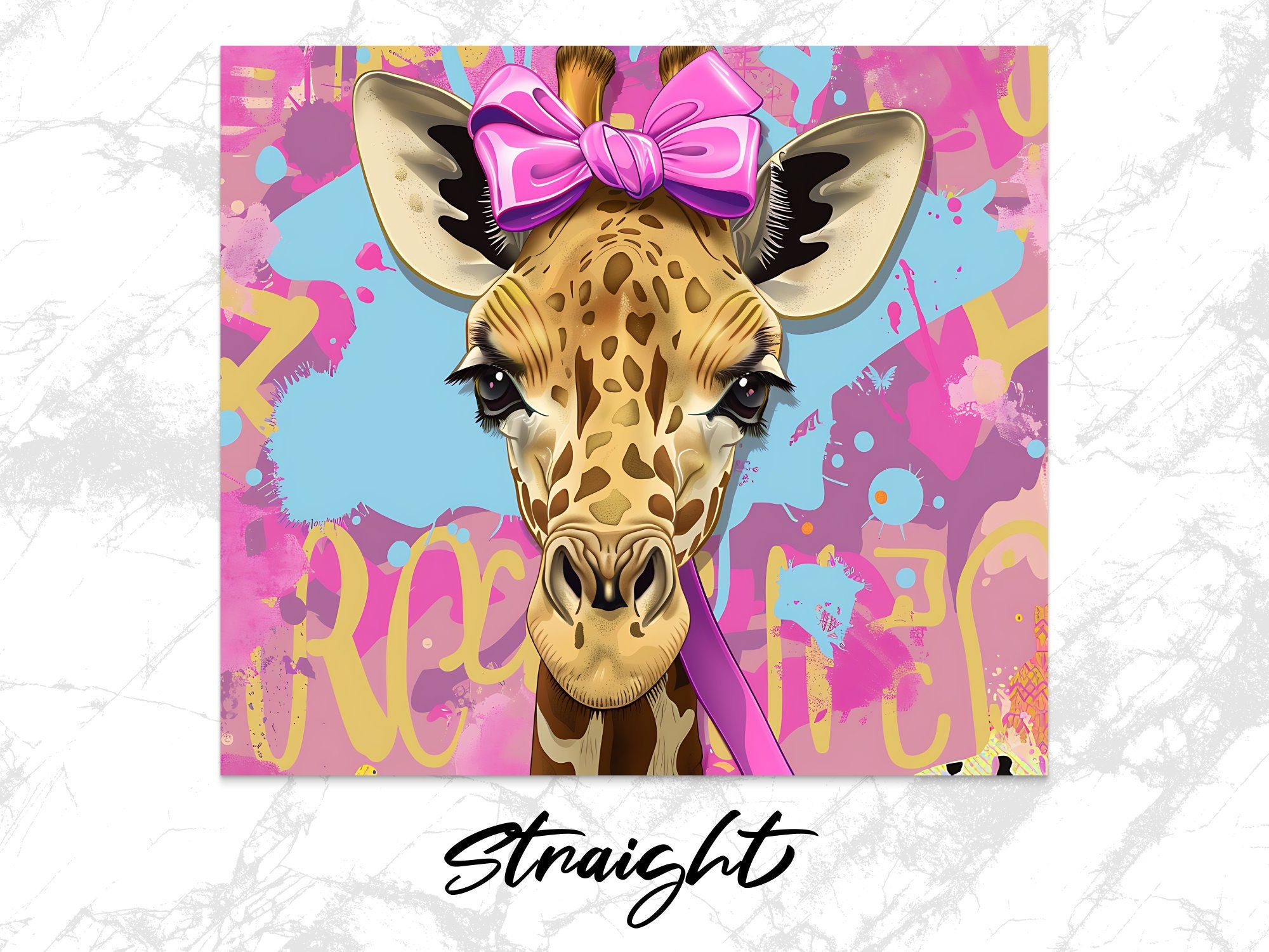 Giraffe Tumbler with Pink Bow, Cute Animal Travel Mug, Colorful Safari Theme Insulated Cup, Gift for Giraffe Lovers