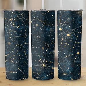 Constellation de la nuit étoilée 20 oz gobelet Design téléchargement, produit numérique PNG céleste, carte des étoiles enveloppant la conception de gobelet
