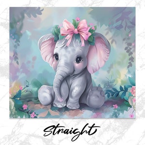 Cute Baby Elephant Tumbler, Floral Elephant Travel Mug, Kids Insulated Drinkware, Cartoon Elephant Gift, Animal Lover Cup
