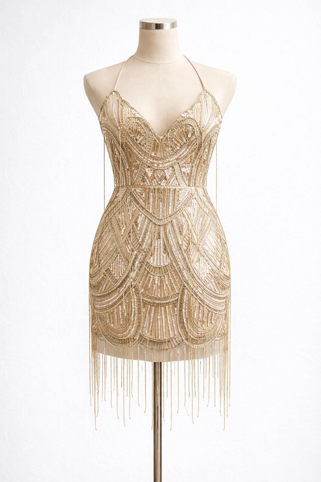 anthropologie white beaded flower dress Vintage Ivory Silk Hand Beaded Dress - S/M main image 0