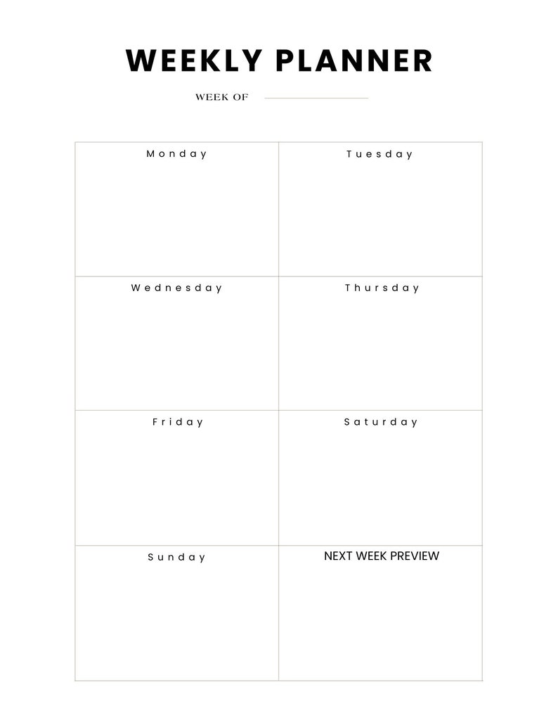 Weekly to Do List Printable, Instant Download, Minimal Productivity ...