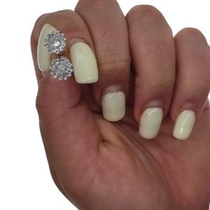 Vintage Unusual Elegant 925 Sterling Silver Stud Earrings Cubic Zirconia , Women's Jewelry