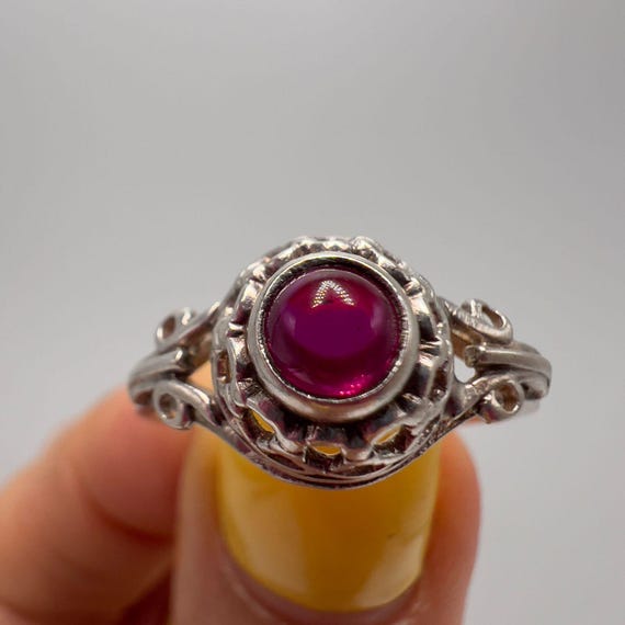 Vintage Soviet Sterling Silver Ruby Ring – Size 8… - image 4