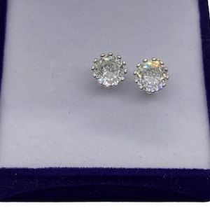 Vintage Unusual Elegant 925 Sterling Silver Stud Earrings Cubic Zirconia , Women&#39;s Jewelry