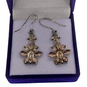 Unusual Vintage 925 Sterling Silver Earrings, Floral Design Women&#39;s Jewelry