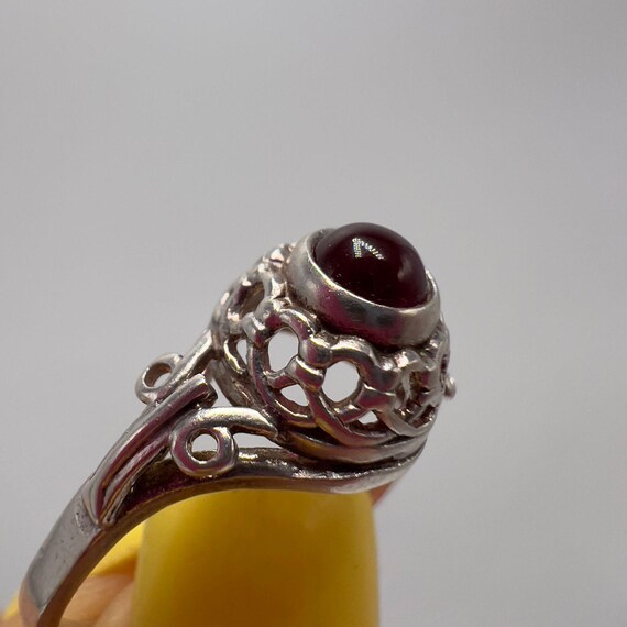 Vintage Soviet Sterling Silver Ruby Ring – Size 8… - image 2