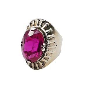 ヴィンテージ 珍しいソビエト製 875スターリングシルバーリング ルビー付き レディースジュエリー サイズ6 USSR