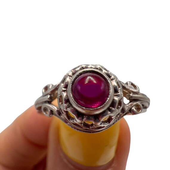 Vintage Soviet Sterling Silver Ruby Ring – Size 8… - image 1