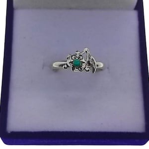Vintage USSR 925 Sterling Silver Floral Ring Size 7.25 with Turquoise – Boho Jewelry