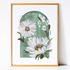 Handgeschilderde wilde bloemen bloemen kunst aan de muur - print bloemenboeket, boho interieur, moderne boerderijstijl, housewarmingcadeau, huwelijkscadeau