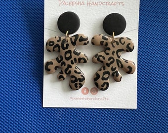 Animal print danglers, ultra lightweight, polymer clay statement beautiful minimalist earrings