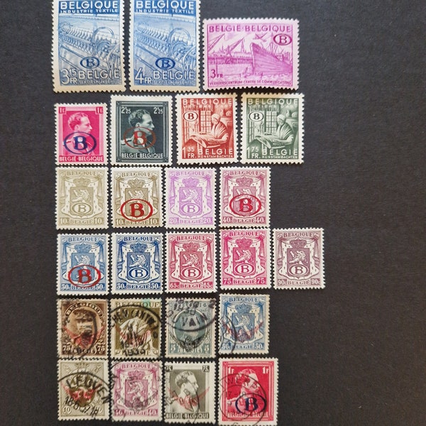 24 Old Belgian postage stamps - service stamps