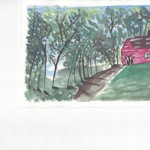 Red Barn // Watercolor