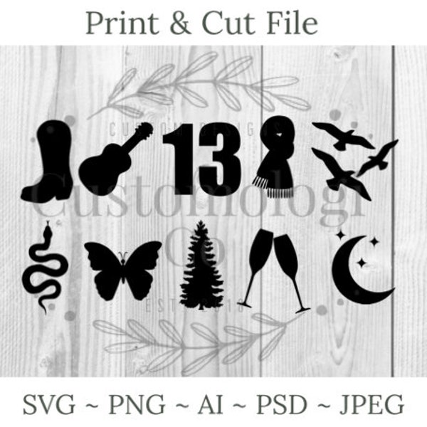 Taylor Symbols SVG PNG | Album Titles Inspiration | SVG Files for Merchandise |