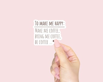 Handmade Coffee Lover Sticker Set: Waterproof Decals