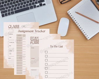Academic Assignment Tracker, Student Planner, Class Schedule (Digital Download)