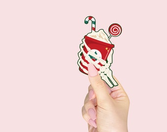 Pegatina navideña hecha a mano para taza de café, pegatina brillante impermeable para sublimación.