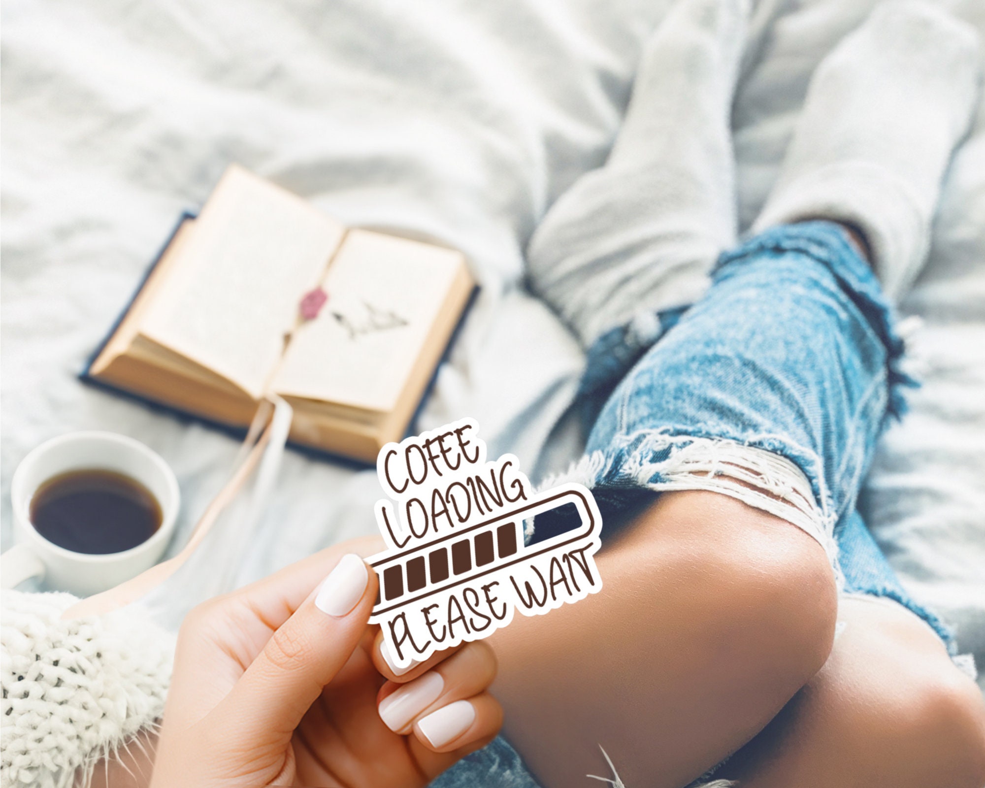 Coffee Loading Sticker: Waterproof Decal for Tumbler, Kindle - Etsy