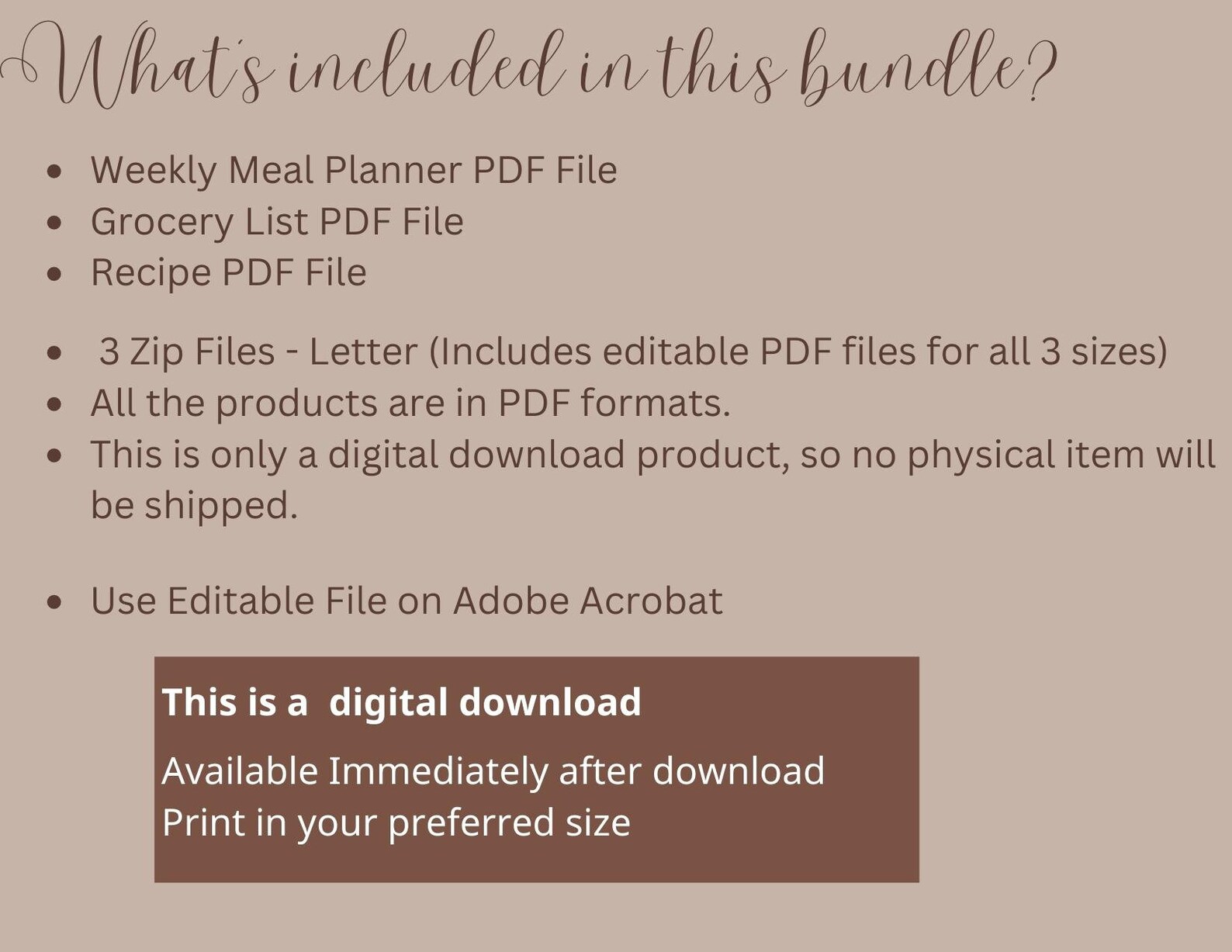 Meal Planner and Grocery List Bundle Weekly Meal Digital - Etsy