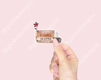 Bookish Waterproof Sticker: So Many Books, Kindle Reader