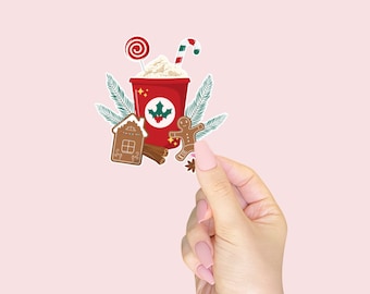 Sticker café de Noël : Sticker imperméable pour les fêtes