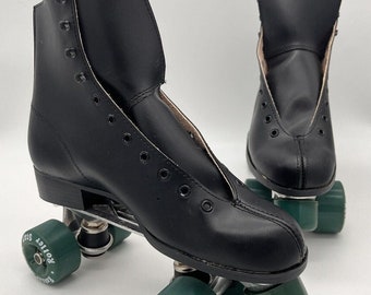 Roller Derby Star Herren-Schwarz-Leder-Skates Vintage-Größe 8 Damen 9 NEU