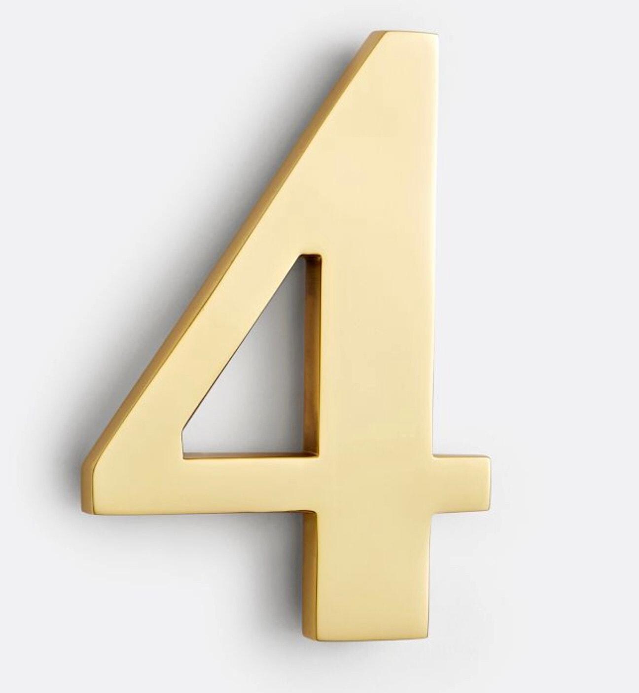 Chiffre 4 En Laiton Pour Maison - Style Traditionnel, Marque Rejuvenation