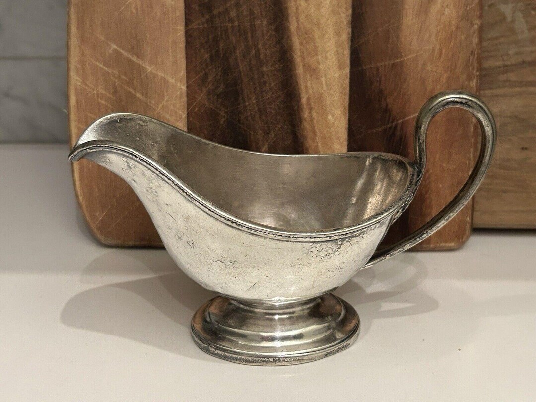 Vintage Hotel Soldered Silver Nickel Gravy Cream Boat Server Ritz ...