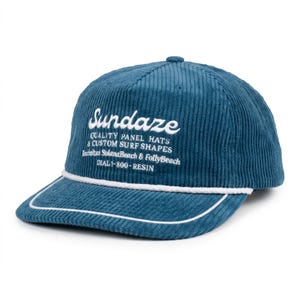 Deep Sea Blue Corduroy Hat - SunDaze Vintage 5-panel Snapback Hat