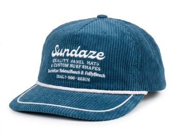 Deep Sea Blue Corduroy Hat - SunDaze Vintage 5-panel Snapback Hat
