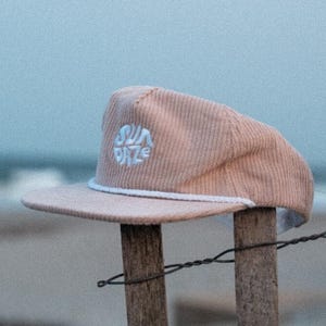 Tan Embroidered Corduroy Hat - SunDaze California 5-panel Snapback Hat Creme Rope Hat