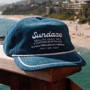Deep Sea Blue Corduroy Hat - SunDaze Vintage 5-panel Snapback Hat
