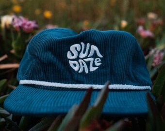 Deep Sea Blue Corduroy Hat - SunDaze Vintage 5-panel Snapback Hat