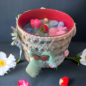 Candela per aromaterapia shabby chic in stile diario spazzatura