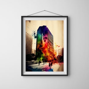 Transform Your Home with Beautiful Osaka Castle & Umeda Sky Building Watercolor Wall Art - Digital Download Print