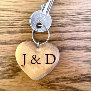 Personalised Wood Engraved Heart Pocket Hug Keyring (Oak / Walnut) - Love  by Laser