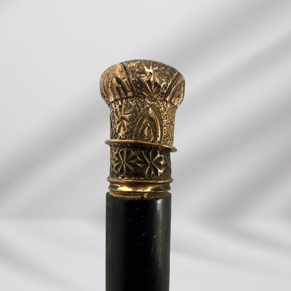 Victorian Gold Filled Knob Handle Walking Stick / Cane - dated 1882 