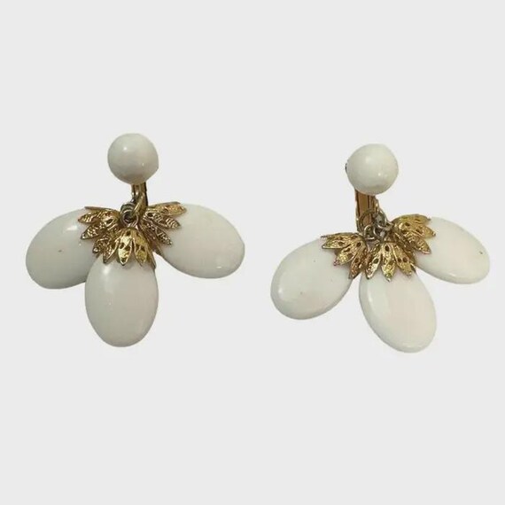 Signed Napier Multi Drop Long Loop White Glass Ne… - image 3