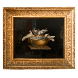 Italian Antique Micromosaic Plaque picture Of &quot;Doves of Pliny&quot;