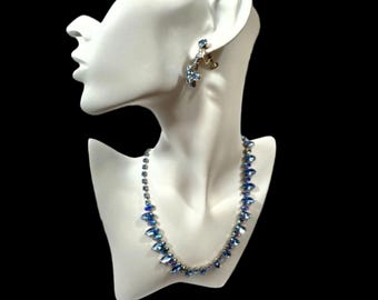 Himmelblau Strass besetzt mit Halskette und Ohrringe