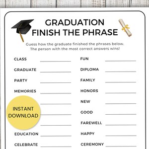Graduation Finish the Phrase, Graduation Games, Finish My Phrase ...