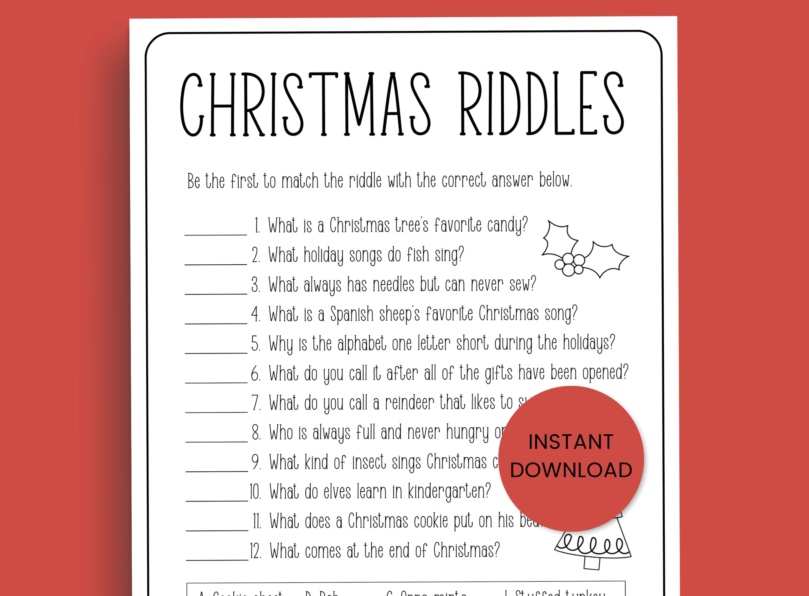 christmas riddles with answers, riddle me this, games for kids, games for teens, family fun, party game, family game night, group games