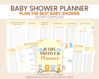 Baby-Dusche-Planer druckbare PDF-Datei, Baby-Dusche-Checkliste zum ausdrucken, Partyplaner, Dusche Gästeliste, sofortiger Download, druckbare Dusche, PDF