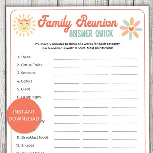 Family Reunion Games, Answer Quick Game, Reunion Activity, Virtual Family Reunion Game, Group Games, Retro, Dinner Table Games, Family Game