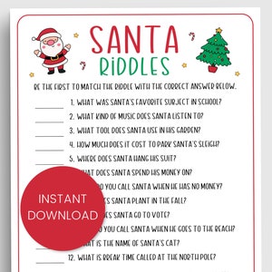 Santa Riddles With Answers, Christmas Riddles, Games for Kids, Games ...