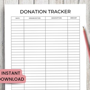 Donation Tracker, Donation Log, Charity Donation, Donations Printable, Charity Printable, Tax Exempt, Donation List, Donation Template