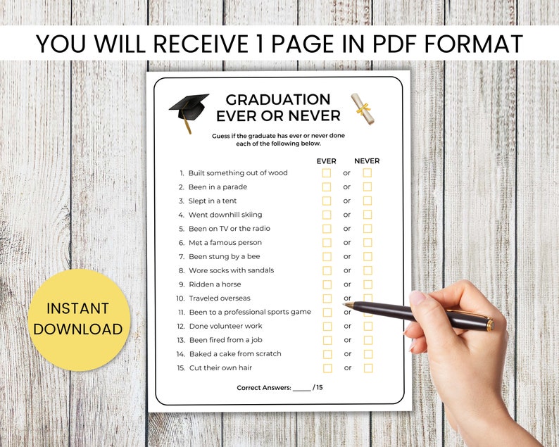 Graduation Ever or Never Grad Game, Graduation Games, Graduation Party ...