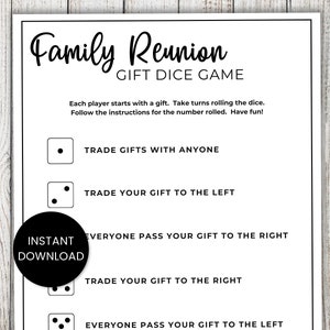 Family Reunion Games, Pass The Gift Dice Game, Reunion Activity, Group Games, Pass The Prize, Dice Game For Kids, Games for Kids